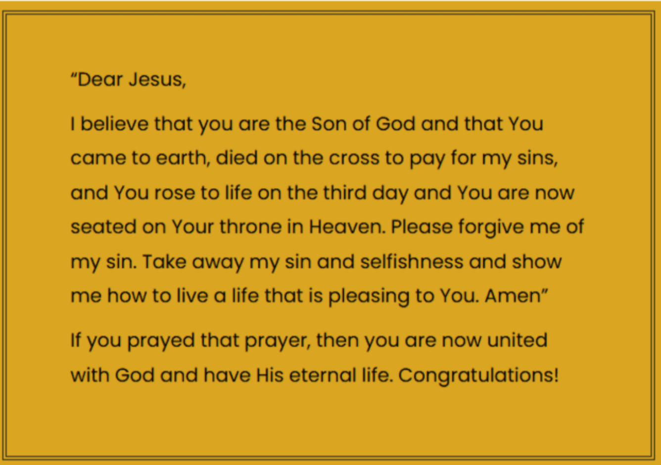 68123f5185c66_Screenshot-1-1-1-1 (1) (1) A yellow card with the words " dear jesus ", and " i believe that you are the son of god and that you have come to earth