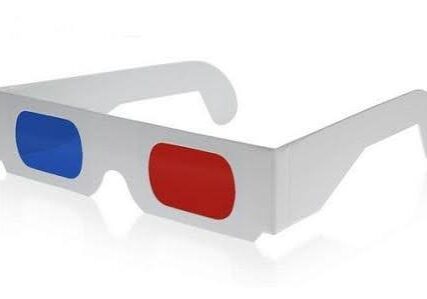 unnamed A pair of red and blue glasses on top of a table.